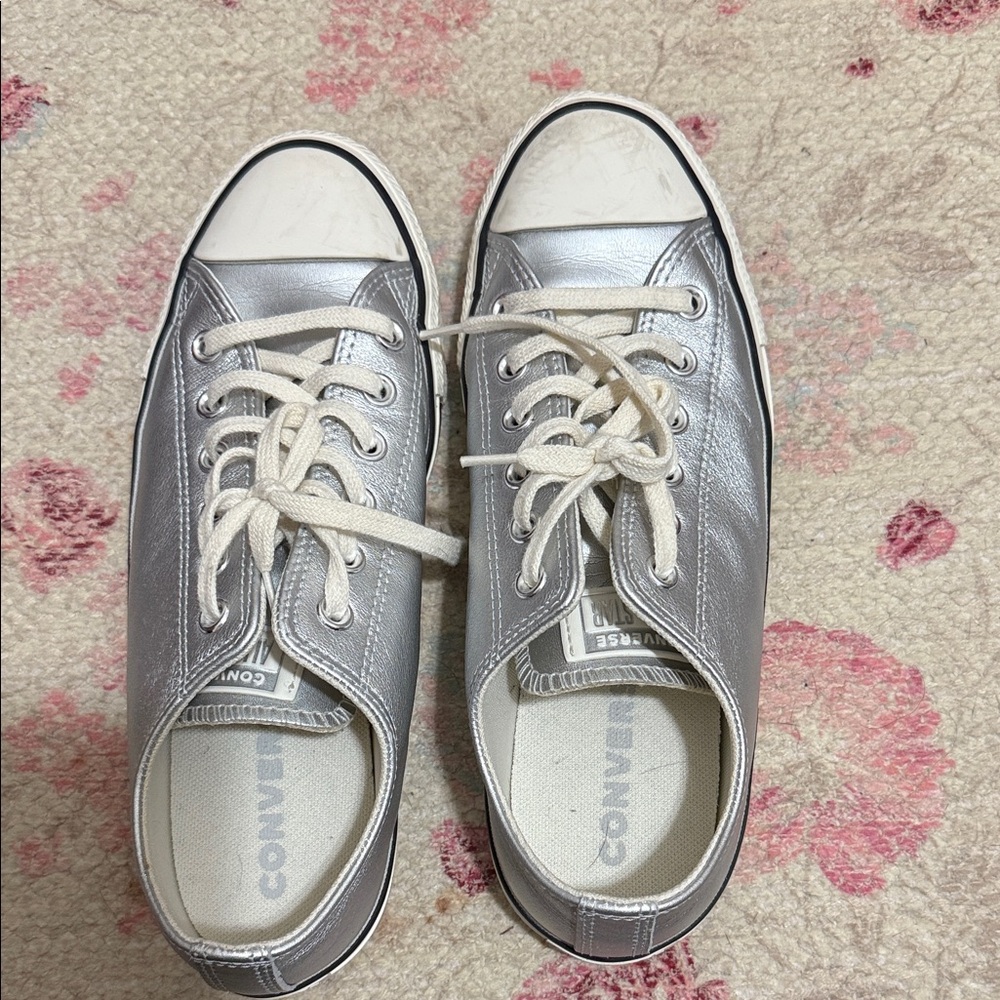 Converse Metallic Silver Low-Tops